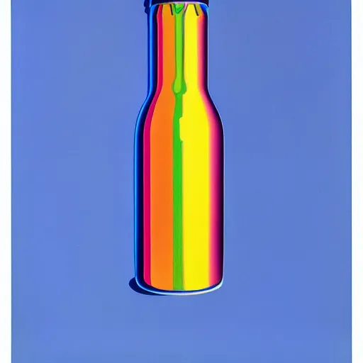 Image similar to chrome soda bottle by shusei nagaoka, kaws, david rudnick, airbrush on canvas, pastell colours, cell shaded, 8 k