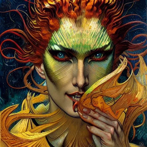 Image similar to Divine Chaos Engine by Karol Bak and Vincent Van Gogh