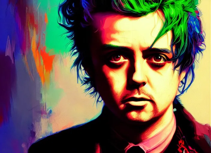 Prompt: A psychedelic portrait of billie joe armstrong, vibrant color scheme, highly detailed, in the style of romanticism, cinematic, artstation, Moebius, Greg rutkowski