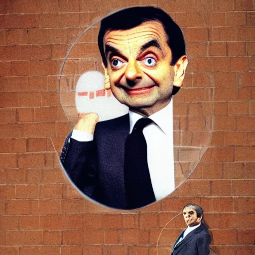 Prompt: mr bean on a bean