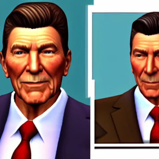 Prompt: ronald reagan. snapshot from the sims