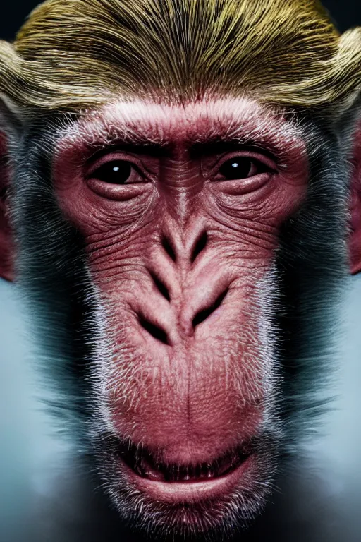 Image similar to photographic portrait of donald trump, monkey man, uhd 8 k fashion photography