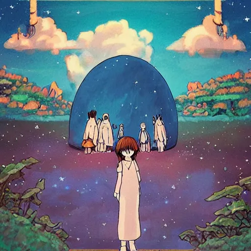 Prompt: Celestial outsider in a studio Ghibli style