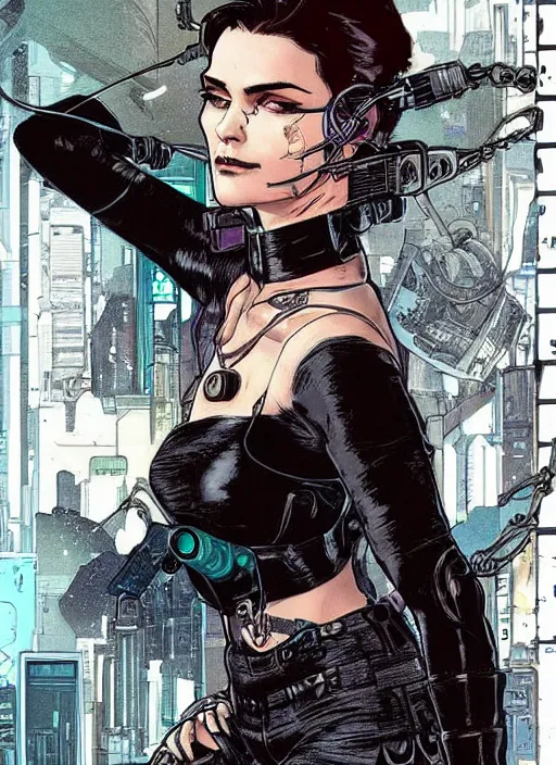 Image similar to cyberpunk selina kyle. portrait by ashley wood and alphonse mucha and laurie greasley and josan gonzalez and james gurney. splinter cell, apex legends, rb 6 s, hl 2, d & d, cyberpunk 2 0 7 7. realistic face. character clothing. vivid color. dystopian setting.