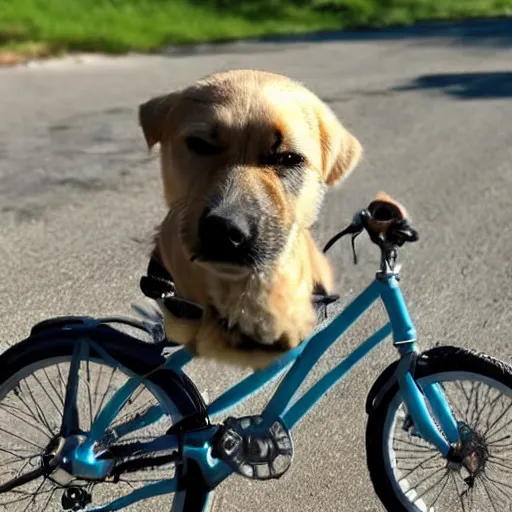 Prompt: dog riding a bike