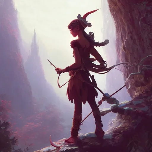 Prompt: highly detailed elf with bow, stephen bliss, unreal engine, fantasy art by greg rutkowski, loish, rhads, ferdinand knab, makoto shinkai and lois van baarle, ilya kuvshinov, rossdraws, tom bagshaw, global illumination, radiant light, detailed and intricate environment