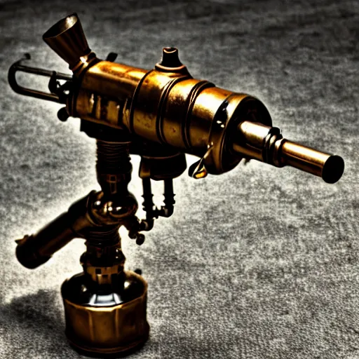 Image similar to photo of a steampunk flamethrower