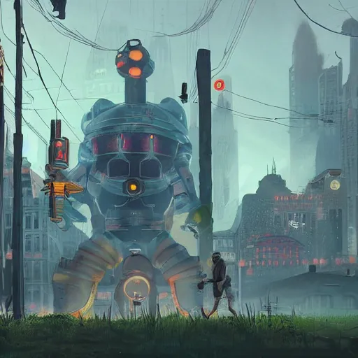 Image similar to bioshock, style of simon stalenhag