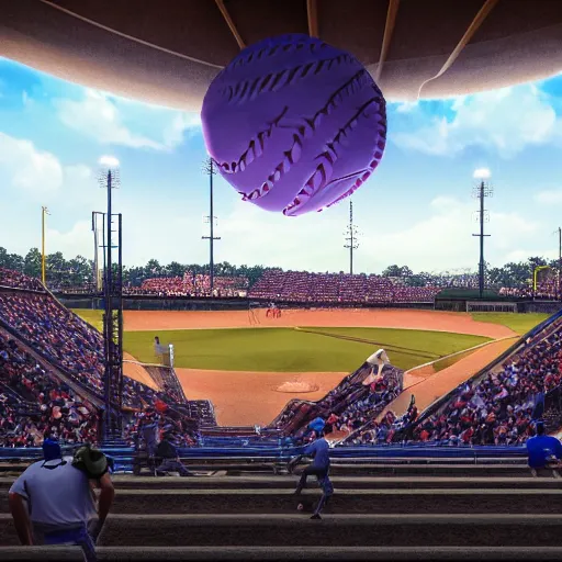 Prompt: disney pixar render of an aberration in the fabric of reality above a little league baseball game, tearing reality apart, everyone looks up at the sky, cinematic lighting, octane render 8 k