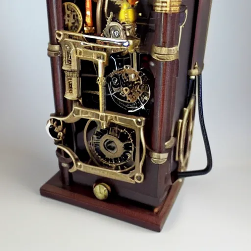 Prompt: steampunk desktop computer