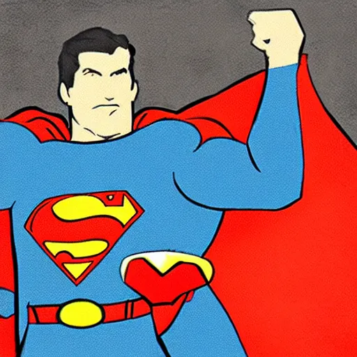 Prompt: superman lifting mjolnir