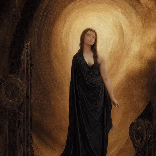 Prompt: Angel standing in the front of gates of hell . Angel is fully covered with black transparent cloth. angel is draped with bones. Digital painting. Art station. Mood lighting. Skindness, highly detailed, concept art, intricate, sharp focus, einar jonsson and bouguereau - h 1200