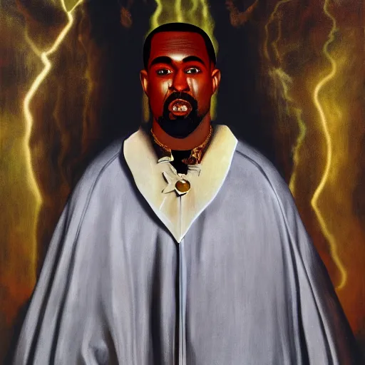 Image similar to portrait of kayne west as god by dali, 8 k