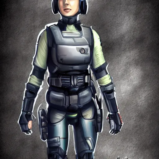 Prompt: woman in sci - fi gear, by wayne barlow