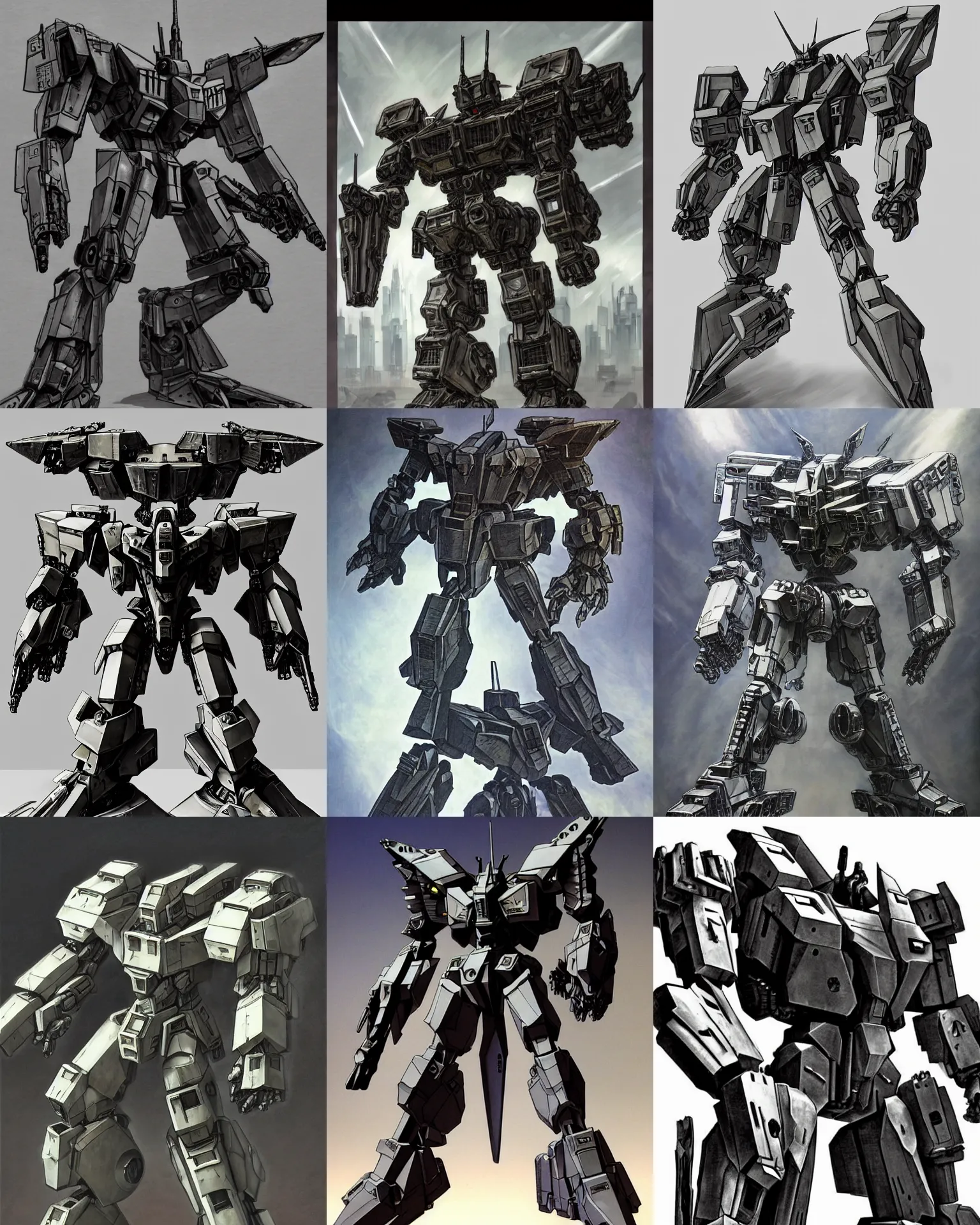 Prompt: armored core, mecha, elegent, block head, lots of weapon, character design, portrait, close up, highly detailed, intricate detail, sharp focus, concept art, vintage sci - fi art, radiant light, caustics, by boris vallejo and yoji shinkawa and heng z and jon aaron kambeitz and artgerm and aaron beck