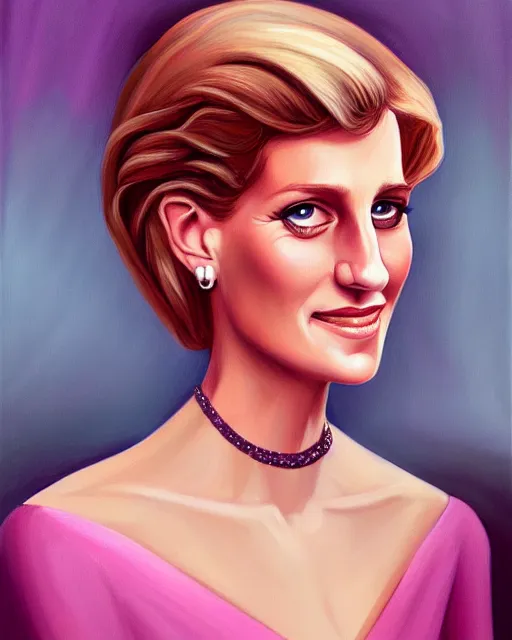 Prompt: Elegant portrait of princess diana, lois van baarle