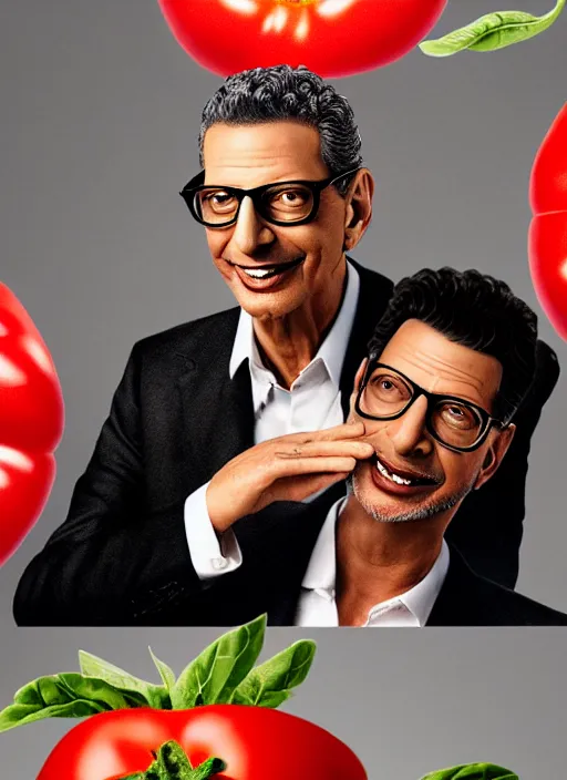 Prompt: jeff goldblum in a tomato