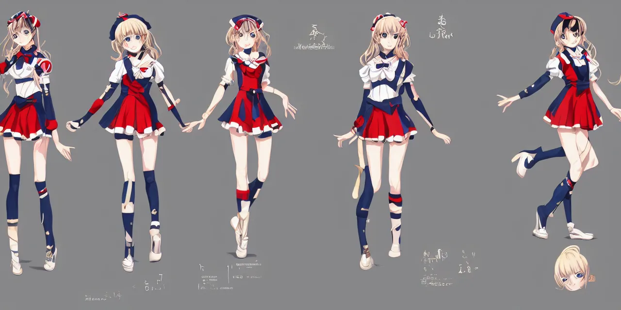 Prompt: sailor suit, costume, anime, game, character concept, characters reference sheet, high quality, ultra detailed, full body, trending on ArtStation, digital art, concept art