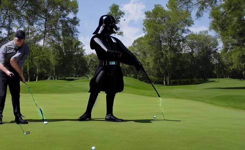 Prompt: Darth vader playing golf, 8k