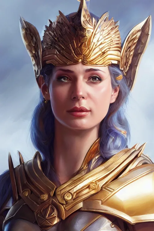 Image similar to amazon valkyrie athena, d & d, fantasy, portrait, highly detailed, headshot, digital painting, trending on artstation, concept art, sharp focus, illustration, art by artgerm and greg rutkowski and magali villeneuve