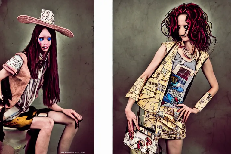 Image similar to fashion editorial photography in a world inspired by geoff darrow