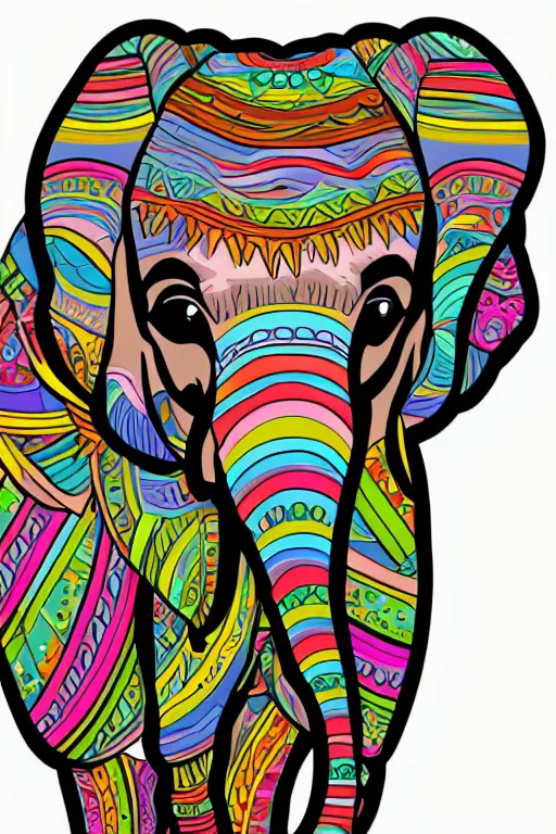 Image similar to A portrait of a baby elephant, sticker, highly detailed, colorful, illustration, smooth and clean vector curves, no jagged lines, vector art, smooth