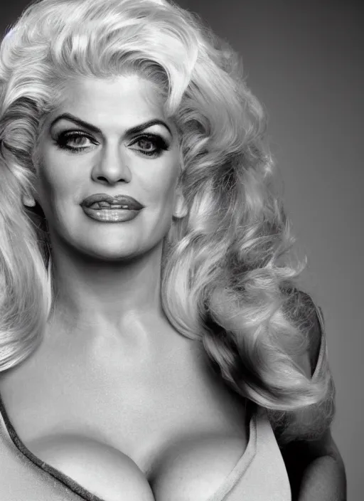 Image similar to DSLR photo portrait still of 54 year old age 54 Anna Nicole Smith at age 54!!!, 85mm f1.8