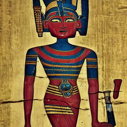 Prompt: ancient egyptian art featuring robots!