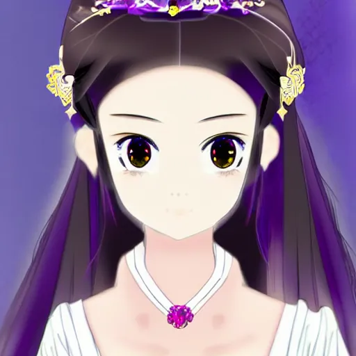 Image similar to elegant chinese princess, purple eyes, anime style