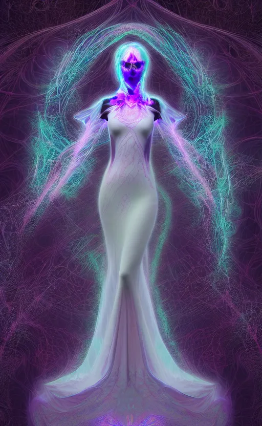 Image similar to Gothic princess in dragon armor made of Fractal flame,