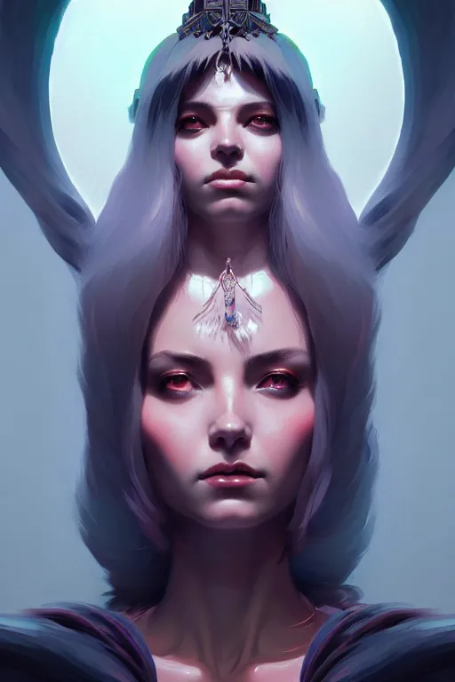 Image similar to extremely beautiful panting of goddess of the realm of the dead, extremely high detailed face, artstation, by ilya kuvshinov, greg rutkowski and makoto shinkai, trending on artstation