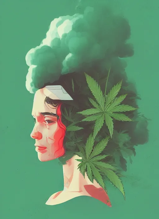 Prompt: profile picture by sachin teng, marijuana, organic painting, dreamy, smoke clouds, asymmetrical, green, matte paint, hard edges, energetic