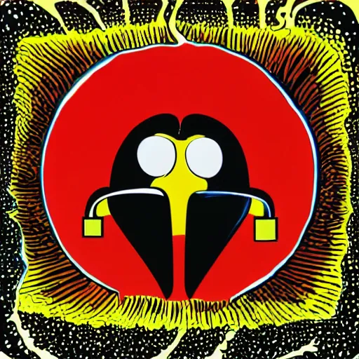 Image similar to packman as the beetles album cover, 7 0 s, acid