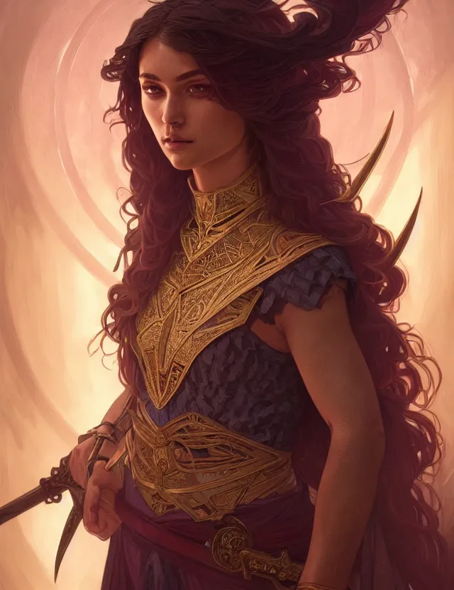 Prompt: symmetry!! intense fanart of a rebeca as a mage warrior as acotar protagonist, magic background, intricate, elegant, highly detailed, my rendition, digital painting, artstation, concept art, smooth, sharp focus, illustration, art by artgerm and greg rutkowski and alphonse mucha