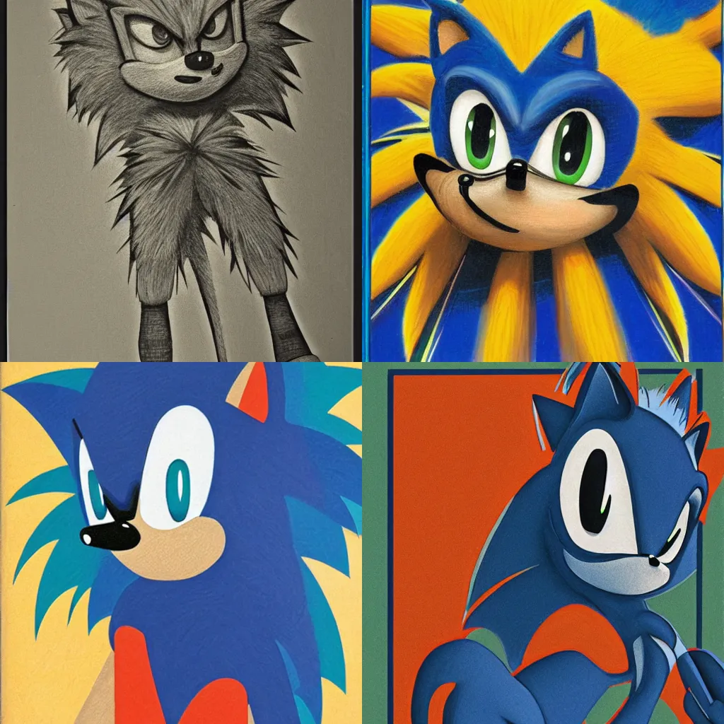 Prompt: detailed Bauhaus portrait of Sonic the Hedgehog