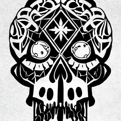 Image similar to tattoo design, stencil, tattoo stencil, traditional, a world famous tattoo of a geometric skull with a galaxy coming out of the top of its head-s 100