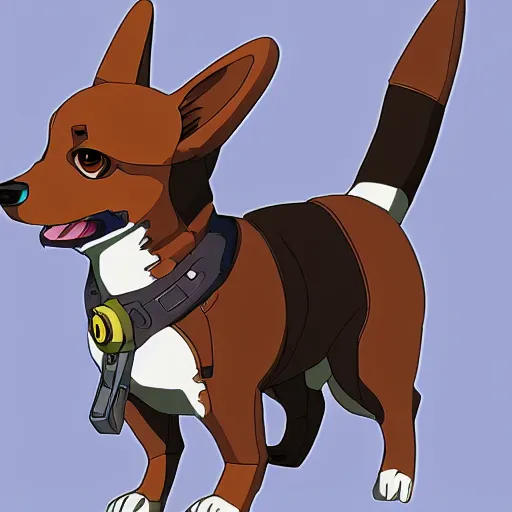 Prompt: a corgi!!! mecha, scene from an anime, cell - shaded, highly detailed, cinematic