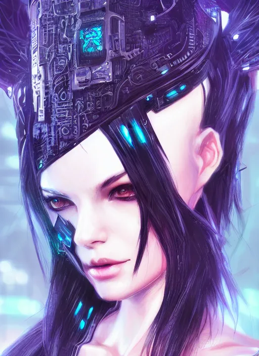 Image similar to teen elf, cyberpunk, black hair, gorgeous, amazing, elegant, intricate, highly detailed, digital painting, artstation, concept art, sharp focus, illustration, art by ross tran