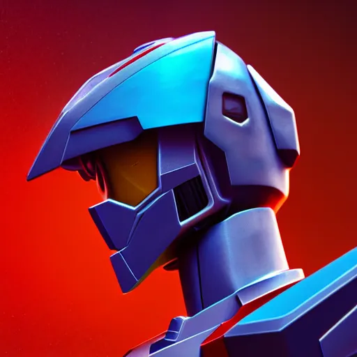 Image similar to gundam head, v - fin, octane render, soft light, mekka, behance, vector, highly detailed illustration, realistic, custom design, dribbble. com, by secondsyndicate studio,