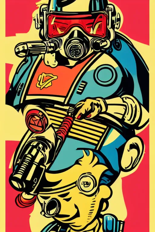 Image similar to fallout 7 6 retro futurist illustration art by butcher billy, sticker, colorful, illustration, highly detailed, simple, smooth and clean vector curves, no jagged lines, vector art, smooth andy warhol style