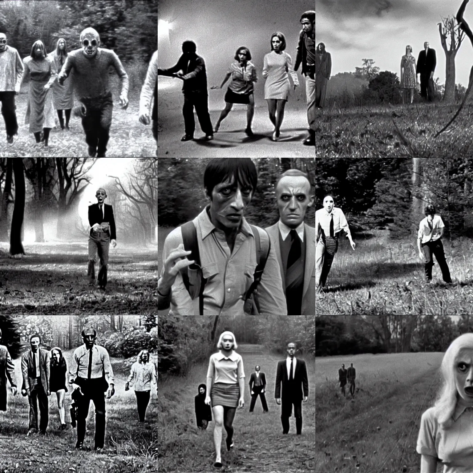 Prompt: a film still from night of the living dead ( 1 9 6 8 )