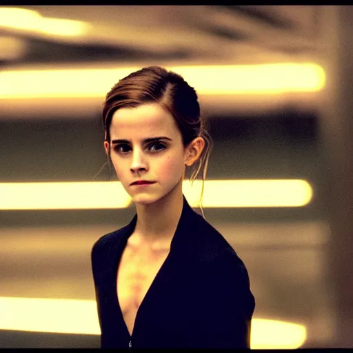 Image similar to Movie still of Emma Watson in Matrix, establishing shot