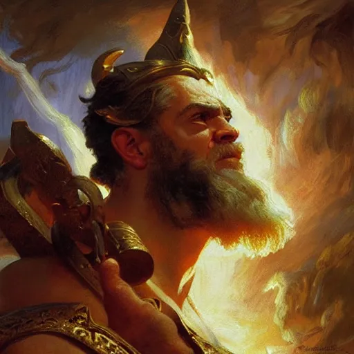 Image similar to angry zeus. highly detailed painting by gaston bussiere, craig mullins, j. c. leyendecker 8 k