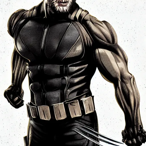 Image similar to Tom Hardy in wolverine suit Digital art 4K quality