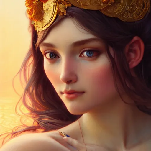 Prompt: perfectly - centered photo - realistic goddess, lifelike, highly detailed, professional digital painting, unreal engine 5, photorealism, hd quality, 8 k resolution, cinema 4 d, 3 d, cinematic, art by artgerm and greg rutkowski and alphonse mucha and loish and wlop