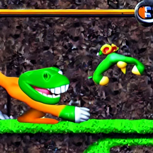 Image similar to “ gex in super smash bros, gameplay still, screenshot ”