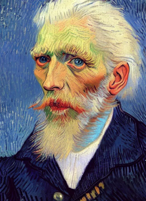 Prompt: portrait of a very old sailor with white hair, detailed realism face in painting, detailed beautiful portrait, expressionist oil painting masterpiece, 8 k resolution, smooth, sharp focus, pastel color palette, trending on artstation, by van gogh