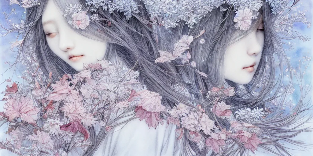 Image similar to breathtaking delicate detailed concept art winter creatures, by miho hirano, bizarre compositions, exquisite detail, pastel colors, 8 k