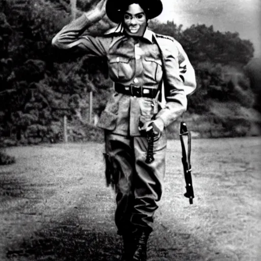 Prompt: Michael Jackson as a WWII soldier, HD
