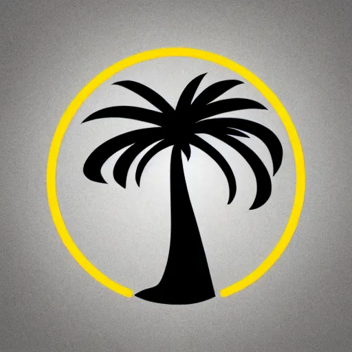 Image similar to palm tree in front of a giant volleyball vector logo, professional sports style, flat colour, svg, professional, sharp edges